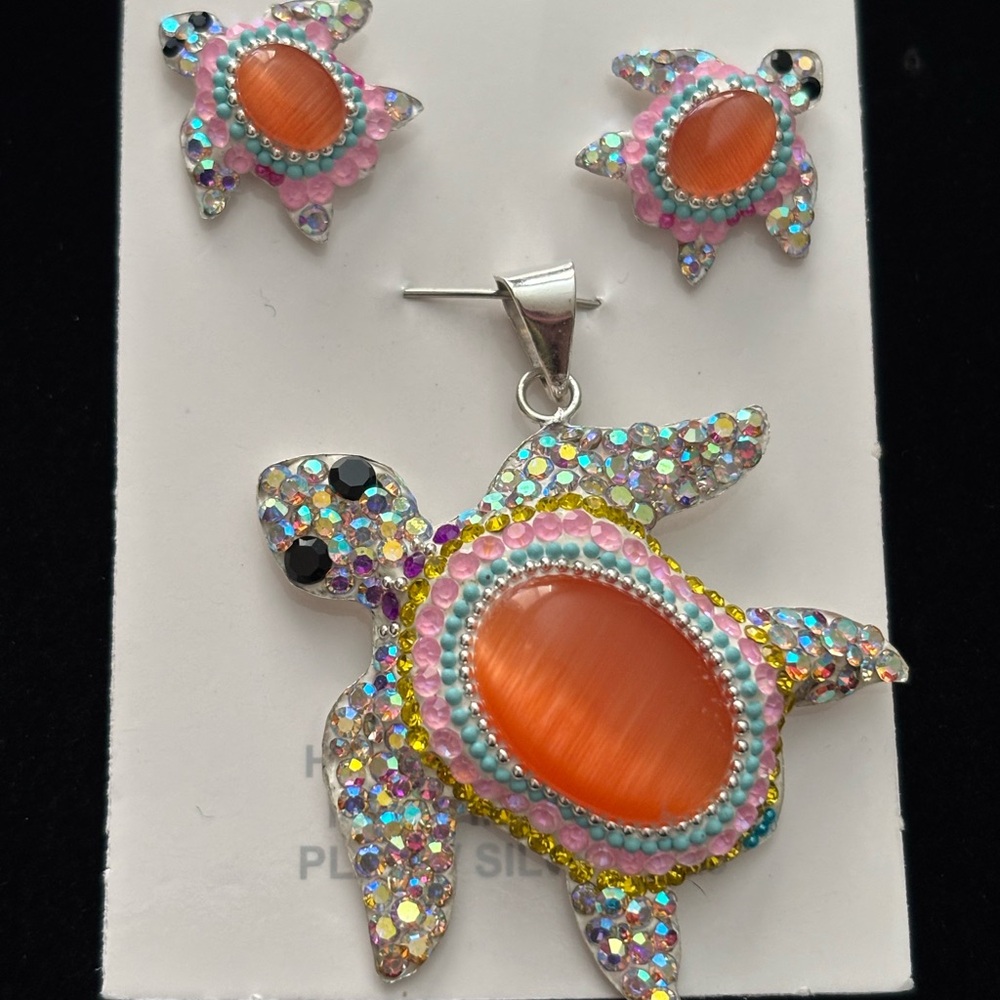 925 Sterling Silver turtle set